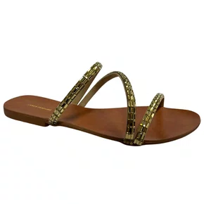 Rasteira Lança Perfume Feminina Strass Ouro