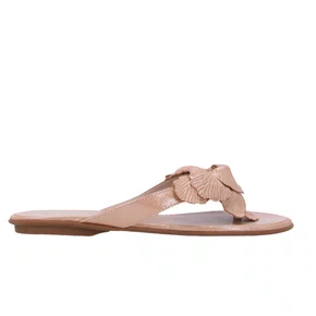 Rasteira Luz da Lua Feminina Bege Couro