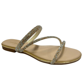 Rasteira Luz da Lua Feminina Dourada Strass