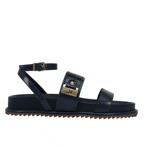 Sandália Birken Jorge Bischoff Feminina Marinho Couro Caseinado