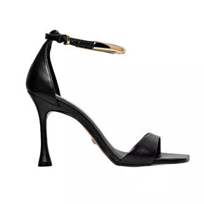 Sandália Carrano Feminina Glow Salto Fino Preto Couro 