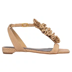 Sandália Carrano Flat Feminina Ripple Tressê Bege