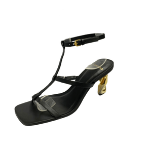 Sandália Carrano Preta Salto Elo Couro 