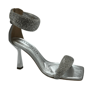 Sandalia Cecconello Feminino Prata Salto Alto Couro 