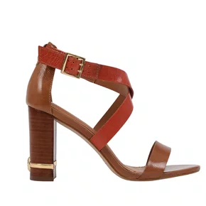 Sandália Jorge Bilschoff Feminina Salto Bloco Caramelo Couro Caseinado