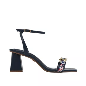 Sandália Jorge Bischoff Feminina Azul Marinho Flores Couro