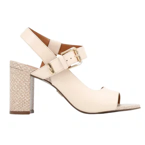 Sandália Jorge Bischoff  Feminina  Off White Couro Salto Bloco