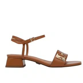 Sandália Jorge Bischoff Feminina Salto Bloco Marrom Caramelo Couro