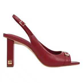 Sandália Jorge Bischoff Salto Alto Vermelha Couro