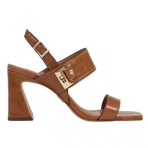 Sandália Jorge Bischoff Salto Bloco Caramelo Couro Caseinado