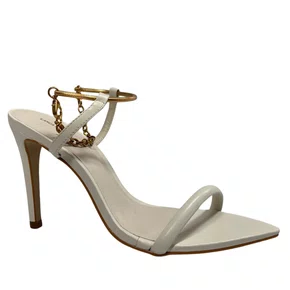 Sandalia Lança Perfume Feminina Bico Folha Branco Couro