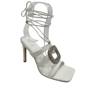 Sandália Lança Perfume Feminina Branca Salto Alto Couro