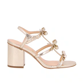 Sandália Luiza Barcelos Feminina Laço Salto Bloco Dourada