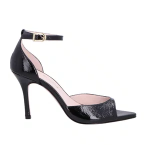 Sandália Luiza Barcelos Feminina Preta Veniz Couro 