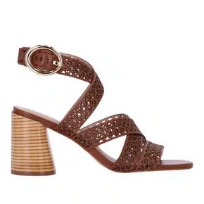 Sandália Luz da Lua Feminina Ambar Salto Bloco Couro