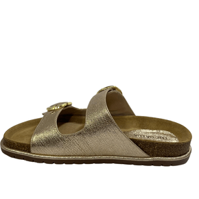 Sandália Luz da Lua Feminina Birken Dourada Couro Berti Maria