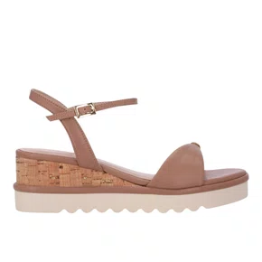 Sandália Luz da Lua Feminina SAlto Anabela Mousse Couro