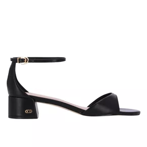 Sandália Luz da lua Feminina Salto Baixo Preta Couro