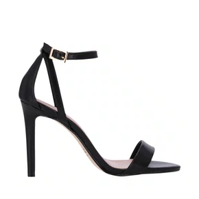 Sándalia Luz da Lua Feminina Salto fino Preta Couro