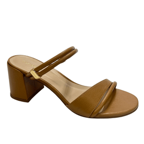 Sandália Luz da Lua Feminino Amendoa Salto Bloco Couro