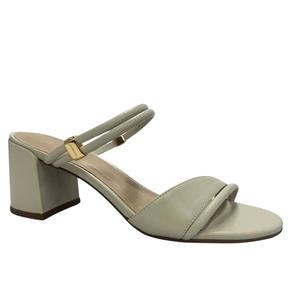 Sandália Luz da Lua Feminino Panna Salto Bloco Couro