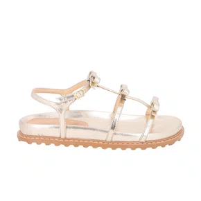 Sandália Papete Luiza Barcelos Feminina Laço Dourada Metalizada