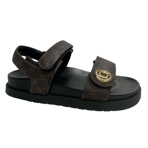 Sandália Papete Luz da Lua Feminino Mocca Preto Couro