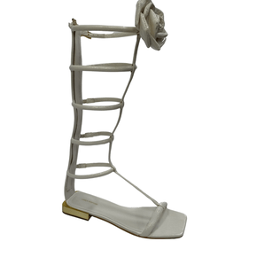 Sandália Rasteira Lança Perfume feminina Gladiadora Off White