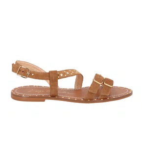 Sandália Rasteira Luiza Barcelos Caramelo Couro Camurça