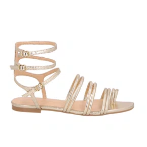 Sandália Rasteira Luiza Barcelos Feminina Dourada Metalizada