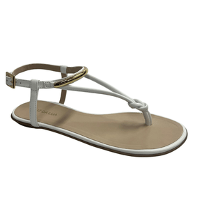 Sandália Rasteira Luz da Lua Branco Couro