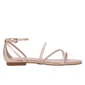 Sandália Rasteira Luz da Lua Feminina Ouro Multi Couro