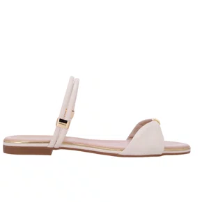 Sandalia Rasteira Luz da Lua Feminina Panna Couro