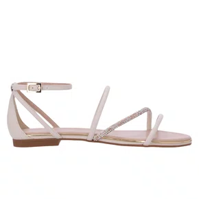 Sandália Rasteira Luz da Lua Feminina Panna Multi Couro