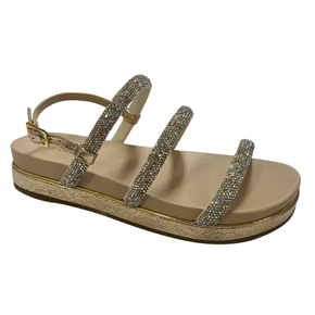 Sandália Rasteira Luz da Lua Feminino Cristal Gold 