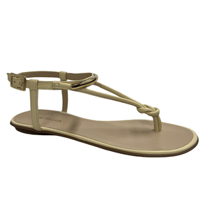 Sandália Rasteira Luz da Lua Marfim Couro