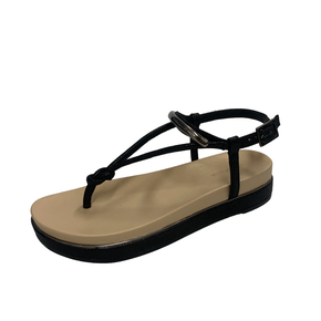 Sandália Rasteira Luz da Lua Preta Couro 