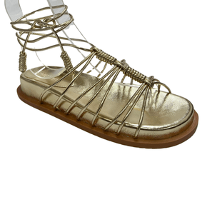 Sandália Santa Lolla Feminina Birken Dourada Metalizada Amarração
