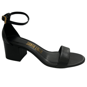 Sandália Santa Lolla Feminina Salto Bloco Preto Couro