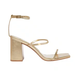 Sandália Santa Lolla Feminina Ouro Claro Salto Bloco 