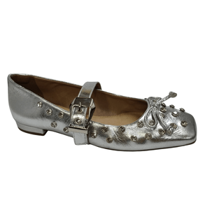 Sapatilha Berti Maria Feminina Tachas Prata Couro