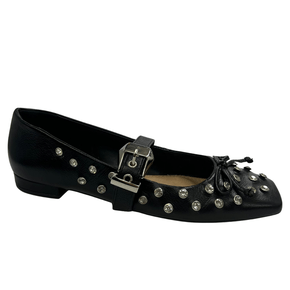 Sapatilha Berti Maria Feminina Tachas Preto Couro