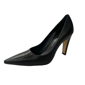 Scarpin Carrano Preto Salto Alto Couro 