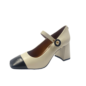 Scarpin Jorge Bischoff Branco Blanc Preto Salto Bloco Flare Couro