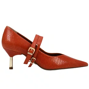 Scarpin Jorge Bischoff Feminino Andina Snake Caramelo Couro