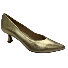 Scarpin Jorge Bischoff Feminino Ouro Salto Baixo Couro