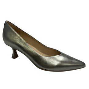 Scarpin Jorge Bischoff Feminino Prata Salto Baixo Couro