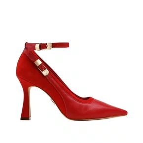 Scarpin Jorge Bischoff Feminino Salto Alto Vermelho Couro