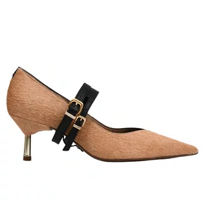 Scarpin Jorge Bischoff Nude Carvalho Pelo Liso Nude Couro