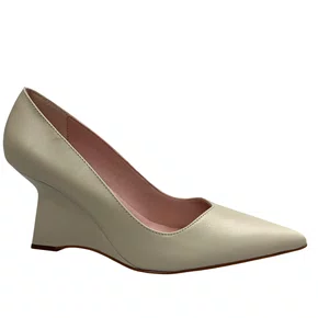 Scarpin Luiza Barcelos Feminino Salto Anabela Off Whuite Couro